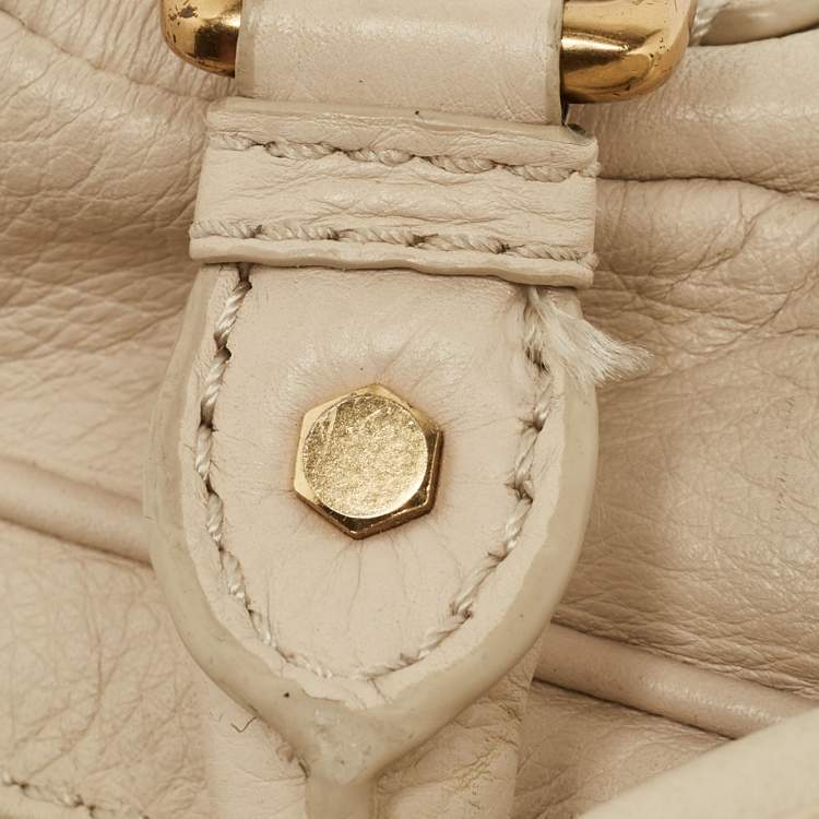 Pre Owned Marc by Marc Jacobs Off White Leather Classic Q Baby Groovee Satchel