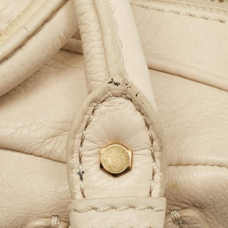 Pre Owned Marc by Marc Jacobs Off White Leather Classic Q Baby Groovee Satchel