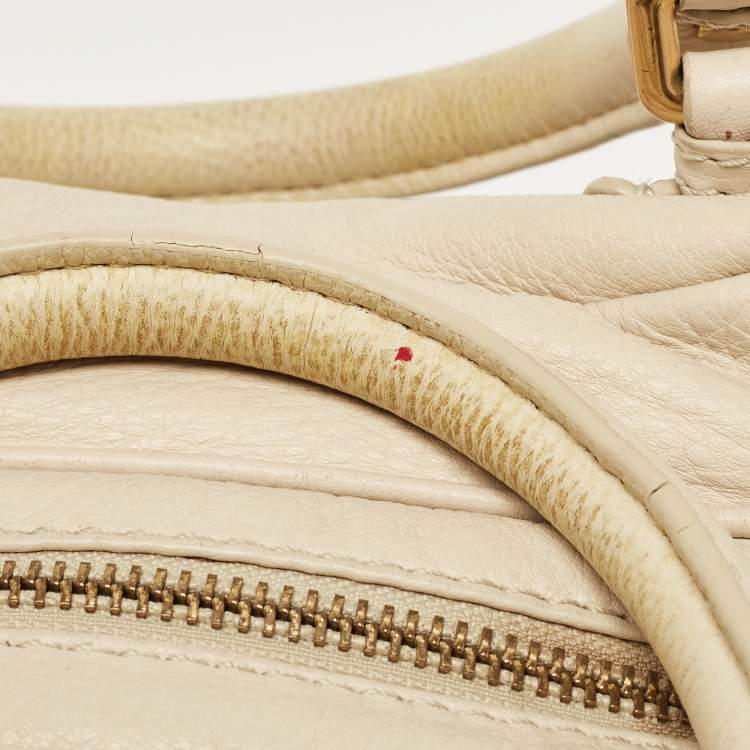 Pre Owned Marc by Marc Jacobs Off White Leather Classic Q Baby Groovee Satchel