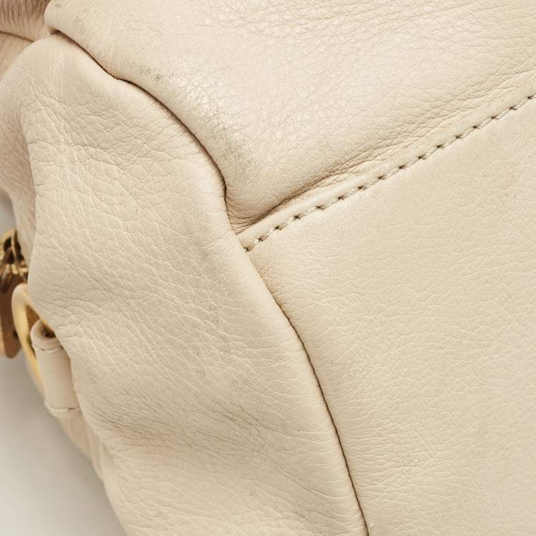 Pre Owned Marc by Marc Jacobs Off White Leather Classic Q Baby Groovee Satchel