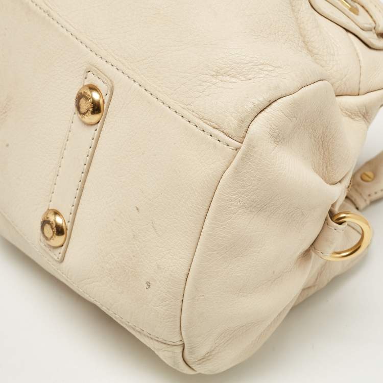 Pre Owned Marc by Marc Jacobs Off White Leather Classic Q Baby Groovee Satchel