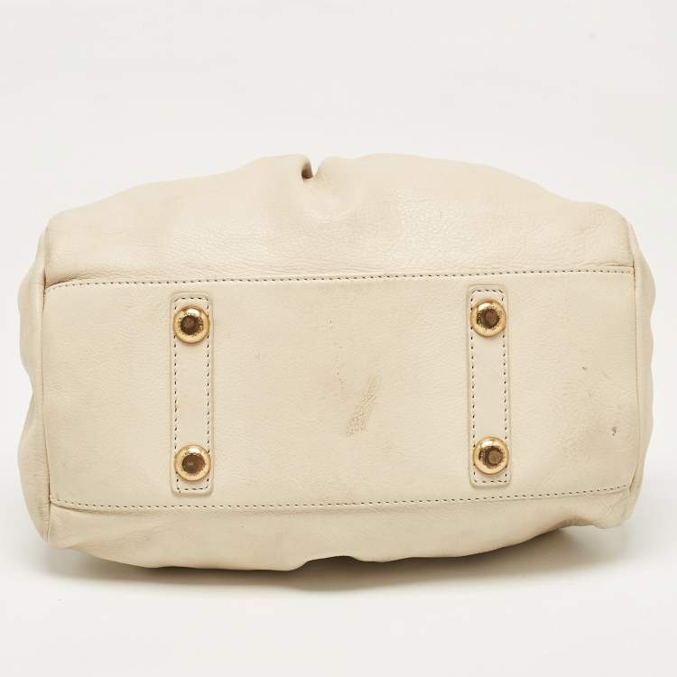 Pre Owned Marc by Marc Jacobs Off White Leather Classic Q Baby Groovee Satchel