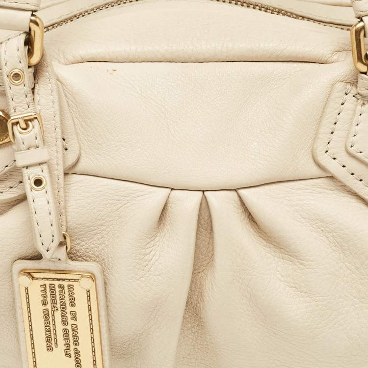 Pre Owned Marc by Marc Jacobs Off White Leather Classic Q Baby Groovee Satchel