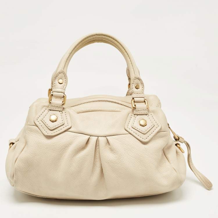 Pre Owned Marc by Marc Jacobs Off White Leather Classic Q Baby Groovee Satchel