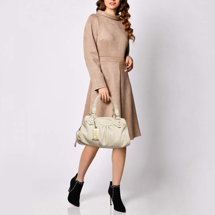 Pre Owned Marc by Marc Jacobs Off White Leather Classic Q Baby Groovee Satchel