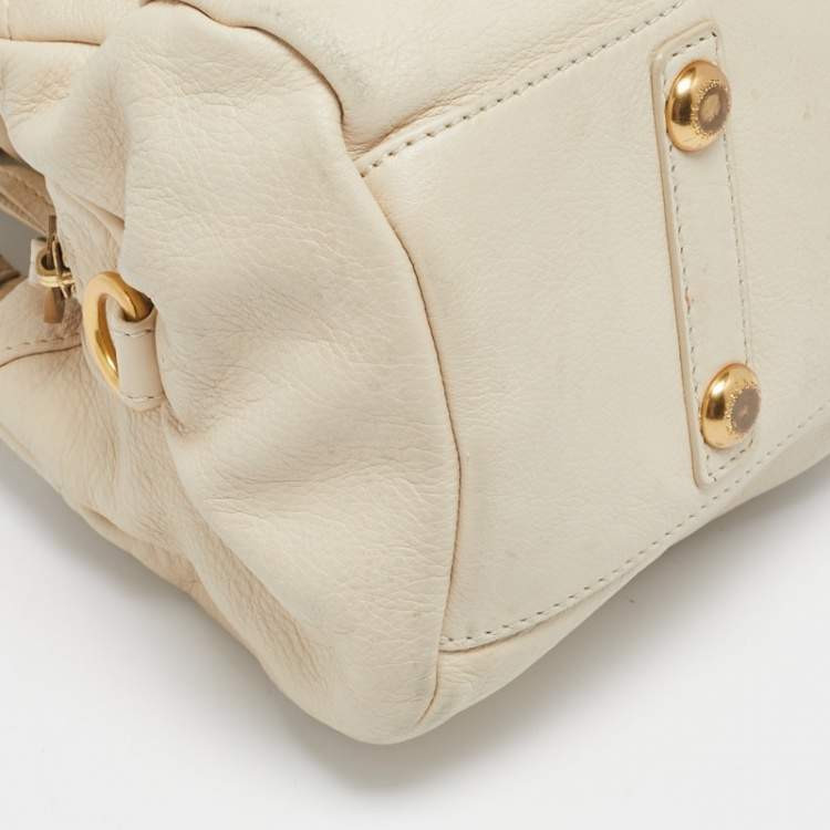 Pre Owned Marc by Marc Jacobs Off White Leather Classic Q Baby Groovee Satchel