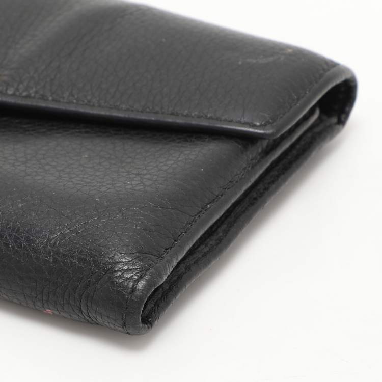 Pre Owned Marc by Marc Jacobs Black Leather Trifold Continental Wallet