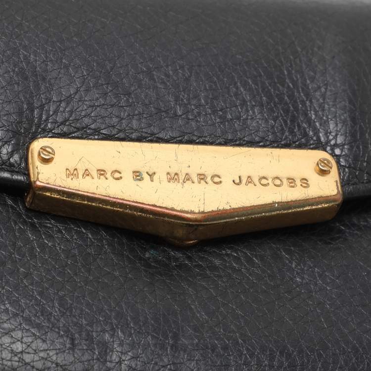 Pre Owned Marc by Marc Jacobs Black Leather Trifold Continental Wallet
