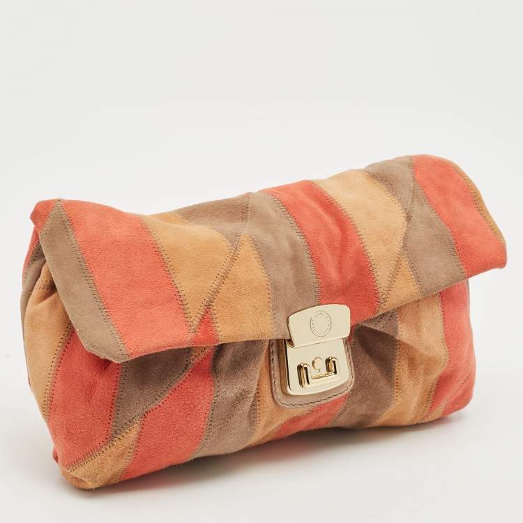 Pre Owned Marc by Marc Jacobs Tricolor Striped Suede Clutch