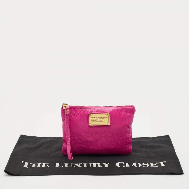 Pre Owned Marc by Marc Jacobs Fuchsia Leather Classic Q Wristlet Clutch