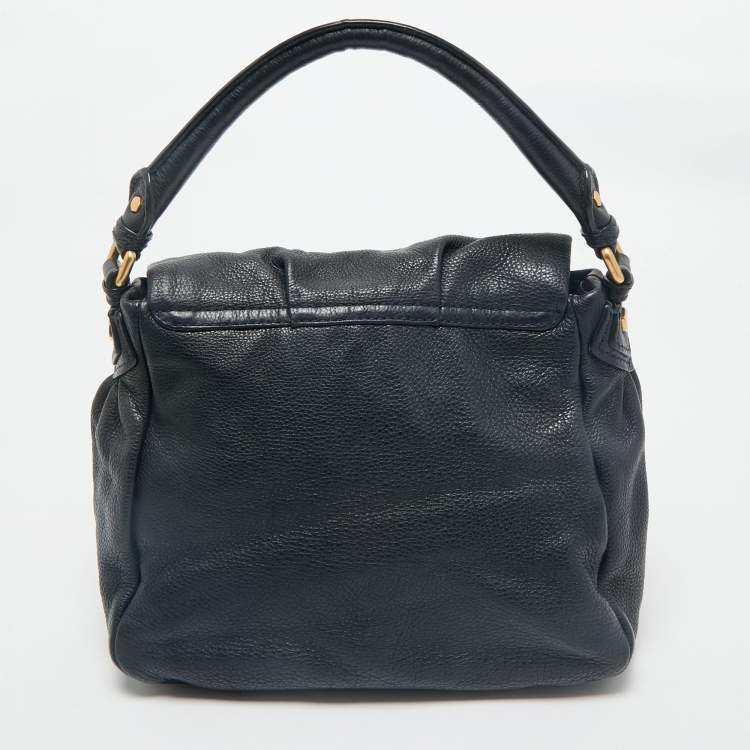 Pre Owned Marc by Marc Jacobs Navy Blue Pebbled Leather Classic Q Lil Ukita Bag