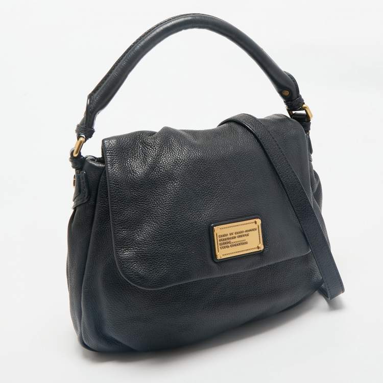 Pre Owned Marc by Marc Jacobs Navy Blue Pebbled Leather Classic Q Lil Ukita Bag
