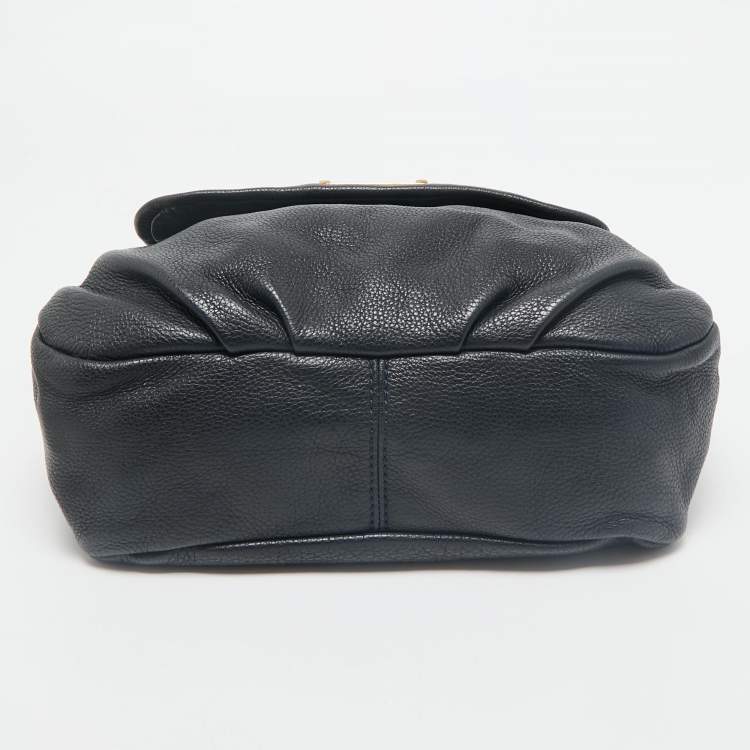 Pre Owned Marc by Marc Jacobs Navy Blue Pebbled Leather Classic Q Lil Ukita Bag