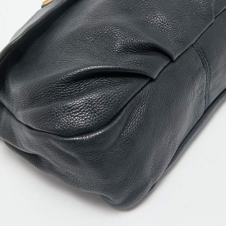 Pre Owned Marc by Marc Jacobs Navy Blue Pebbled Leather Classic Q Lil Ukita Bag