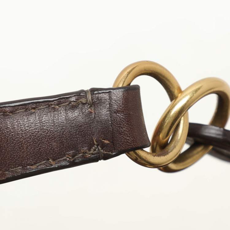 Pre Owned Marc by Marc Jacobs Brown Logo Embossed Leather Hobo