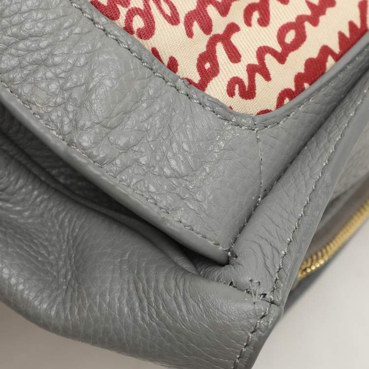 Pre Owned Marc by Marc Jacobs Grey Leather Turn Lock Flap Satchel
