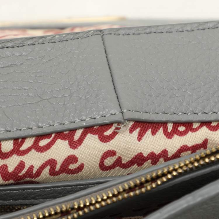 Pre Owned Marc by Marc Jacobs Grey Leather Turn Lock Flap Satchel