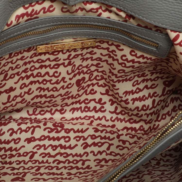 Pre Owned Marc by Marc Jacobs Grey Leather Turn Lock Flap Satchel