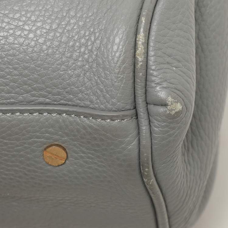 Pre Owned Marc by Marc Jacobs Grey Leather Turn Lock Flap Satchel