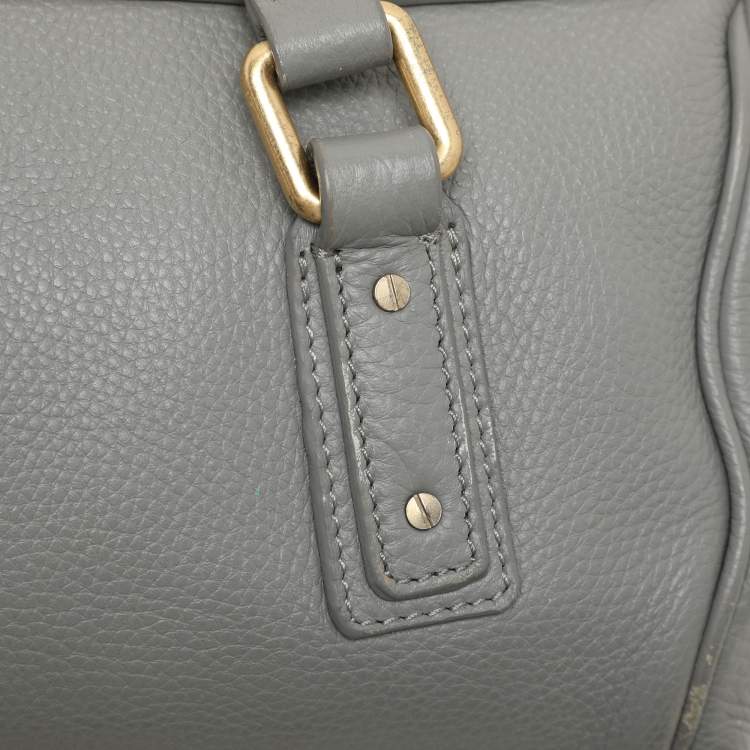 Pre Owned Marc by Marc Jacobs Grey Leather Turn Lock Flap Satchel