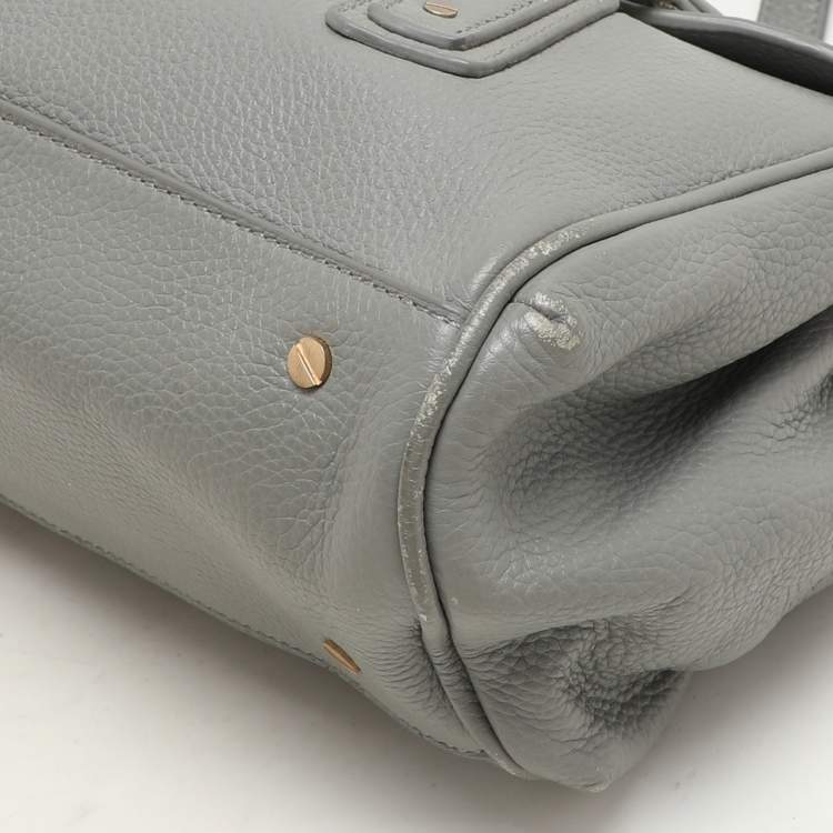Pre Owned Marc by Marc Jacobs Grey Leather Turn Lock Flap Satchel