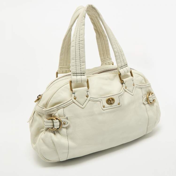 Pre Owned Marc by Marc Jacobs Off White Leather Totally Benny Satchel