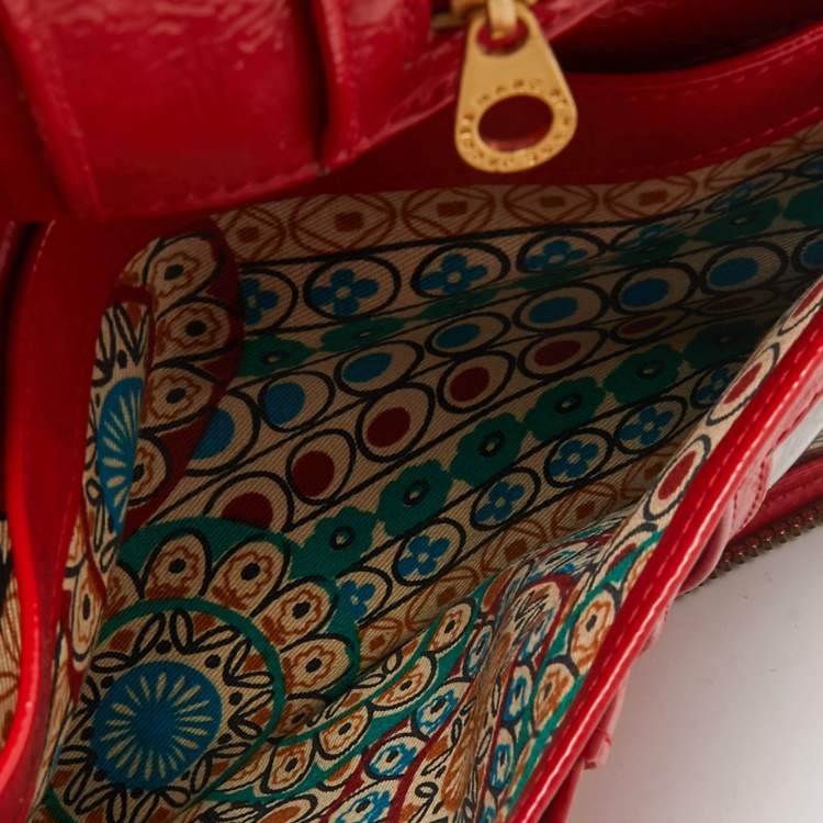 Pre Owned Marc by Marc Jacobs Red Croc Embossed Patent Leather Organizer Zip Clutch