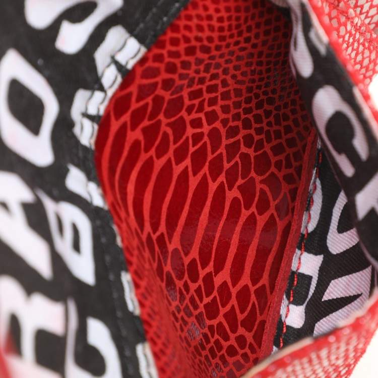 Pre Owned Marc by Marc Jacobs Red Python Embossed Leather Too Hot To Party Foldover Clutch