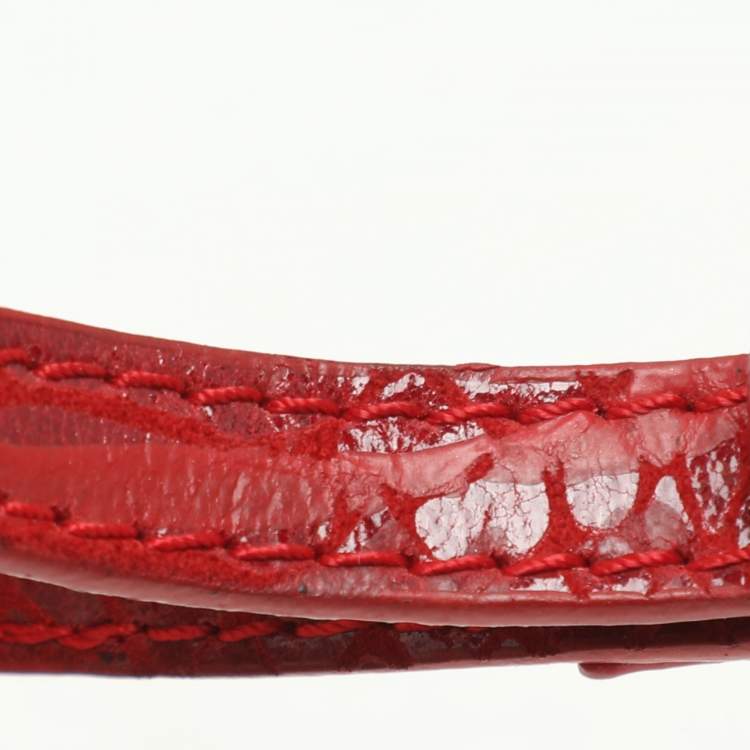 Pre Owned Marc by Marc Jacobs Red Python Embossed Leather Too Hot To Party Foldover Clutch
