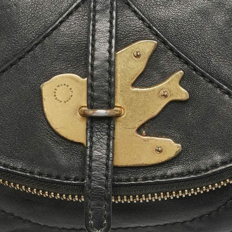 Pre Owned Marc by Marc Jacobs Black Leather Petal to the Metal Flap Crossbody Bag 