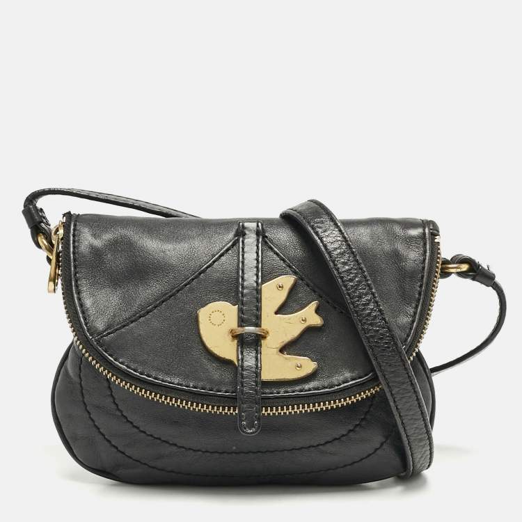 Pre Owned Marc by Marc Jacobs Black Leather Petal to the Metal Flap Crossbody Bag 