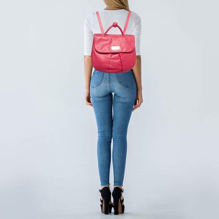 Pre Owned Marc by Marc Jacobs Dark Pink Leather Marchive Backpack