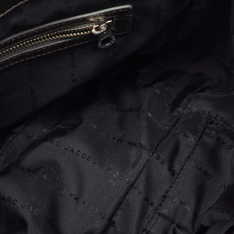 Pre Owned Marc by Marc Jacobs Metallic Grey Leather Flap Crossbody Bag