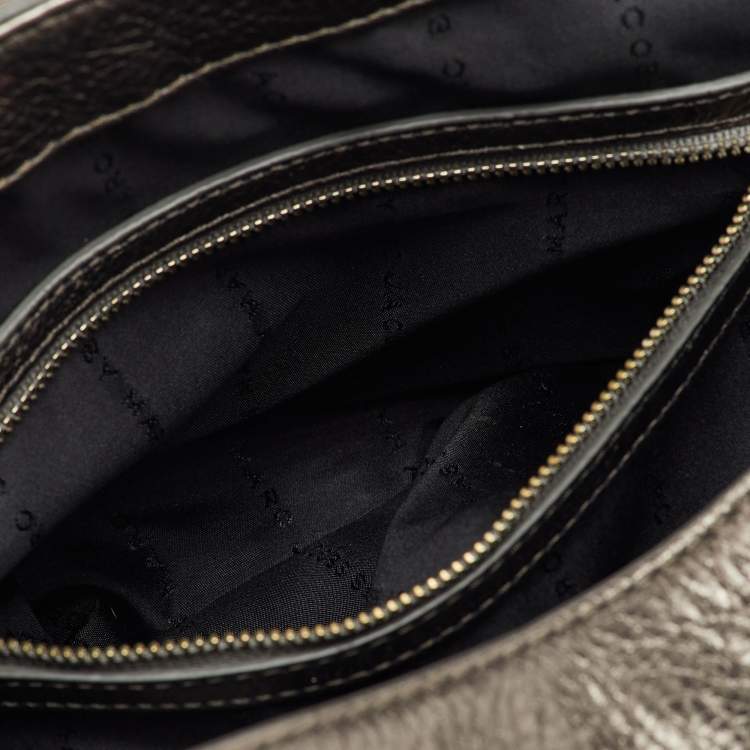 Pre Owned Marc by Marc Jacobs Metallic Grey Leather Flap Crossbody Bag