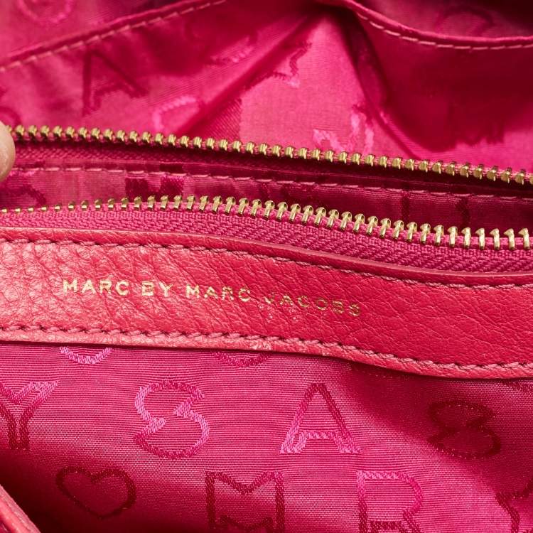 Pre Owned Marc By Marc Jacobs Red/Fuchsia Leather Bob’s Memphis Top Handle Bag