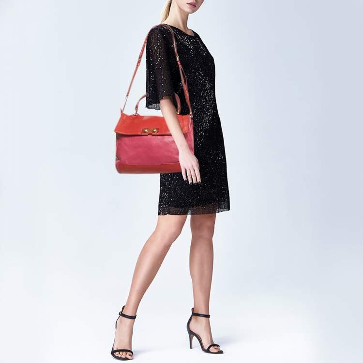 Pre Owned Marc By Marc Jacobs Red/Fuchsia Leather Bob’s Memphis Top Handle Bag