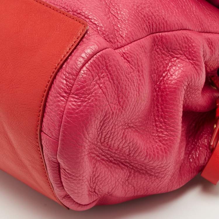 Pre Owned Marc By Marc Jacobs Red/Fuchsia Leather Bob’s Memphis Top Handle Bag