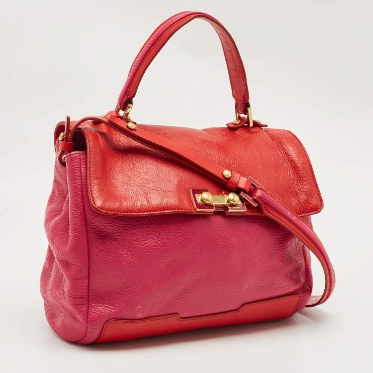 Pre Owned Marc By Marc Jacobs Red/Fuchsia Leather Bob’s Memphis Top Handle Bag