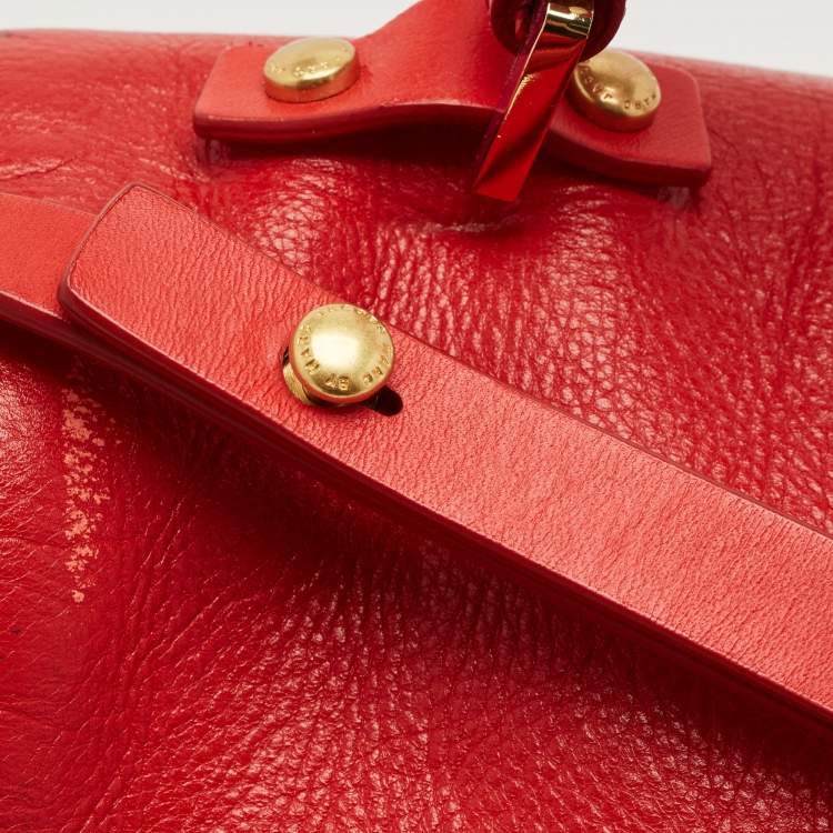 Pre Owned Marc By Marc Jacobs Red/Fuchsia Leather Bob’s Memphis Top Handle Bag