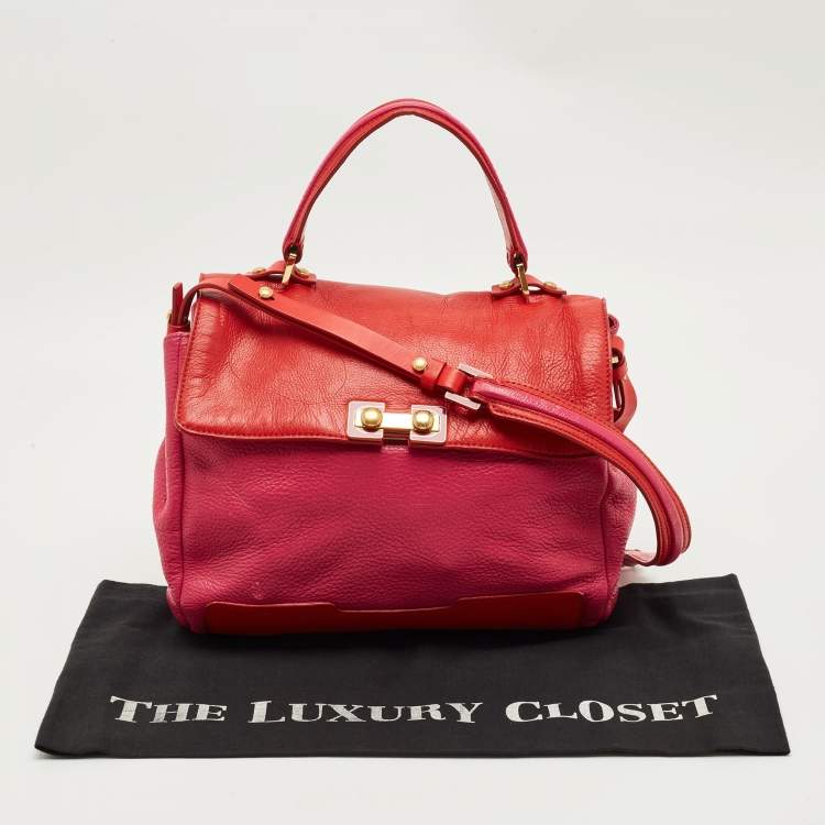 Pre Owned Marc By Marc Jacobs Red/Fuchsia Leather Bob’s Memphis Top Handle Bag