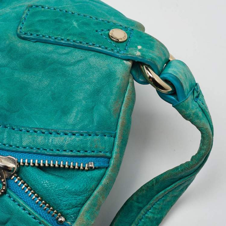 Pre Owned Marc by Marc Jacobs Blue Leather Leola Zipper Detail Hobo