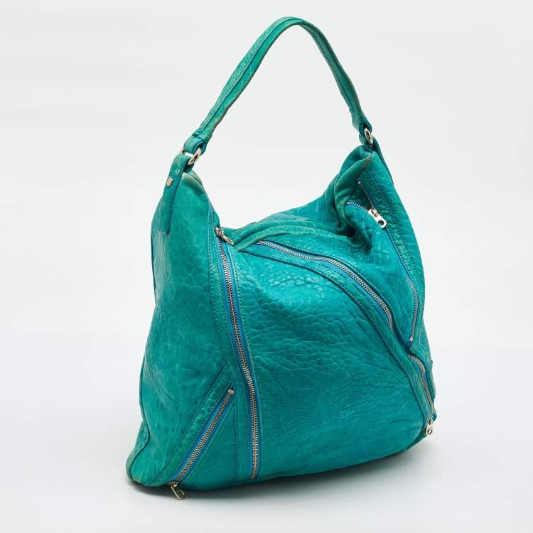 Pre Owned Marc by Marc Jacobs Blue Leather Leola Zipper Detail Hobo