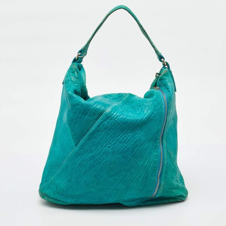 Pre Owned Marc by Marc Jacobs Blue Leather Leola Zipper Detail Hobo