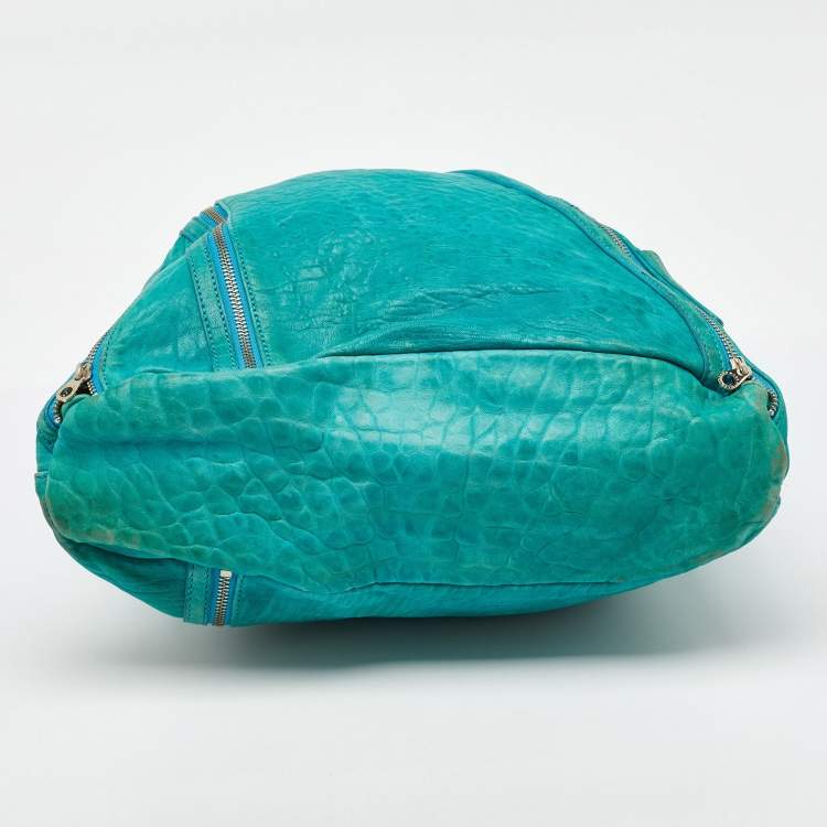 Pre Owned Marc by Marc Jacobs Blue Leather Leola Zipper Detail Hobo