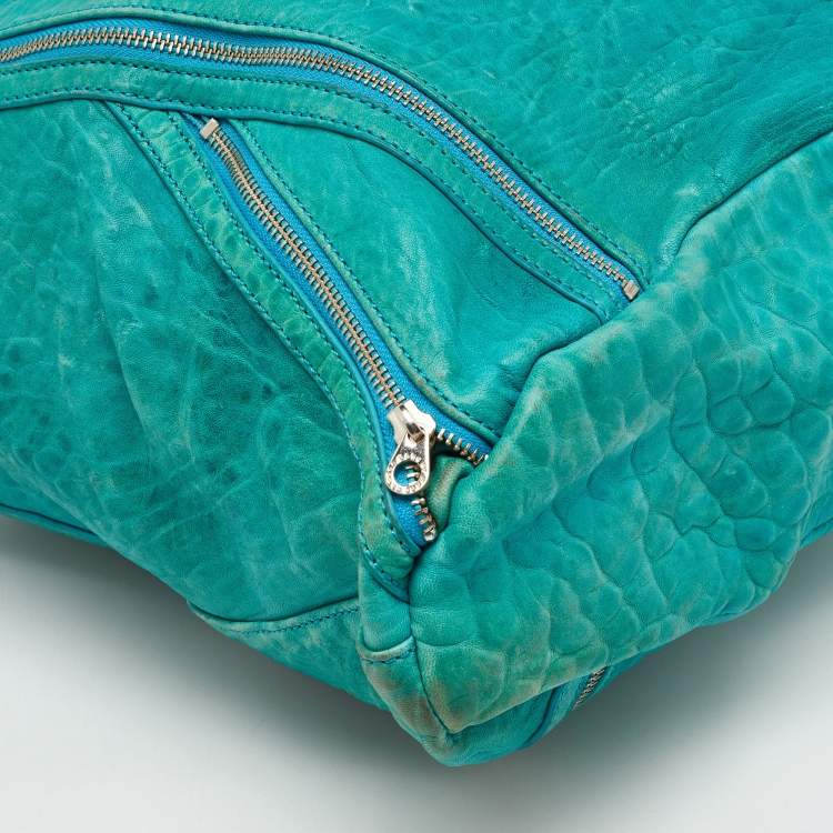 Pre Owned Marc by Marc Jacobs Blue Leather Leola Zipper Detail Hobo