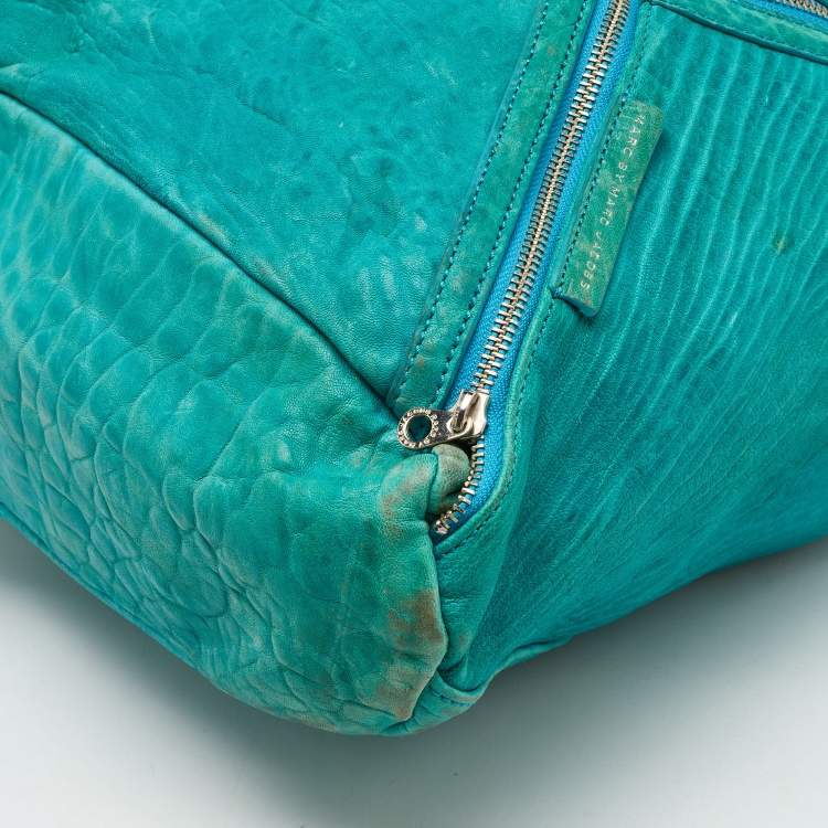 Pre Owned Marc by Marc Jacobs Blue Leather Leola Zipper Detail Hobo