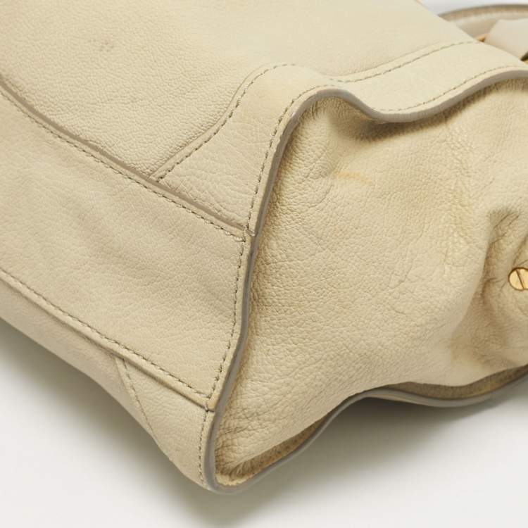 Pre Owned Marc by Marc Jacobs Belmont Cream/Grey Leather Satchel