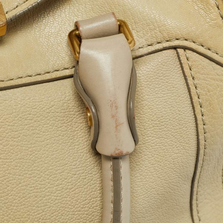 Pre Owned Marc by Marc Jacobs Belmont Cream/Grey Leather Satchel