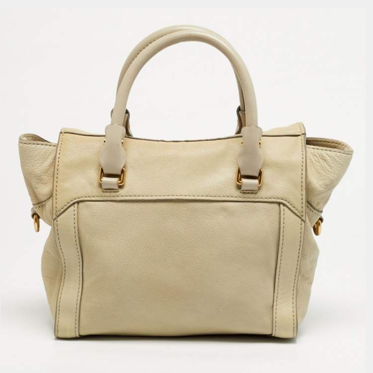Pre Owned Marc by Marc Jacobs Belmont Cream/Grey Leather Satchel