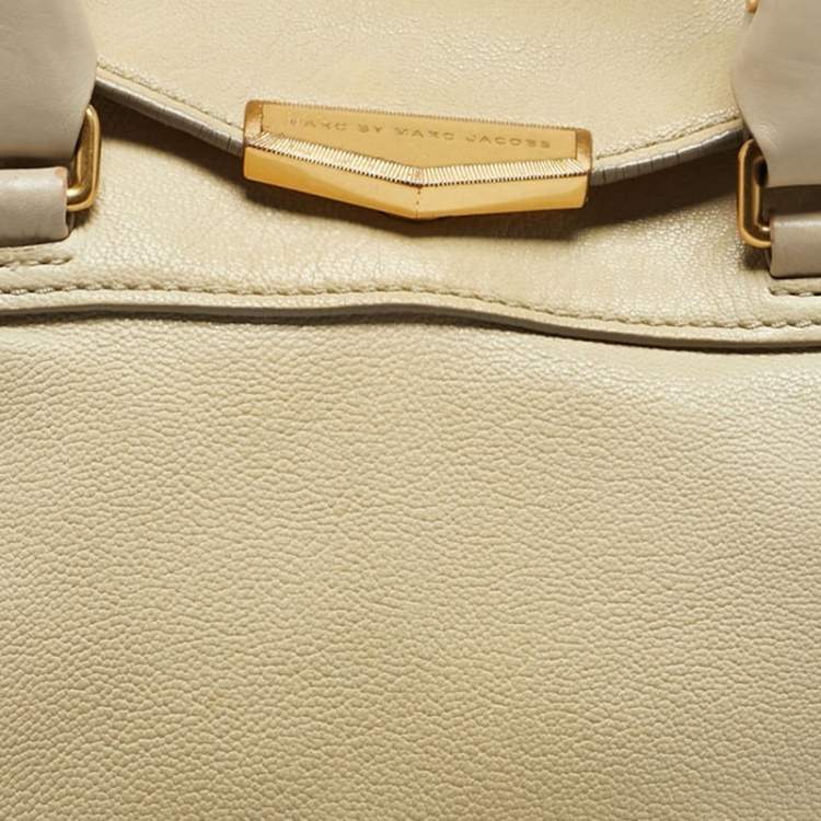 Pre Owned Marc by Marc Jacobs Belmont Cream/Grey Leather Satchel